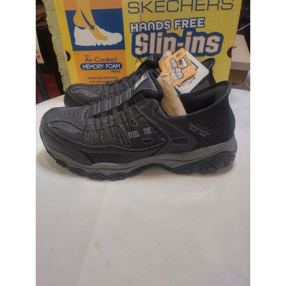 Skechers Hands Free Slip-in Cankton Faison Steel Toe Work Shoe Black 11.5 200211 - Picture 2 of 9